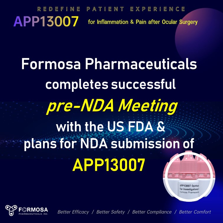 Formosa Pharmaceuticals, Completes Successful Pre-NDA Meeting With The ...