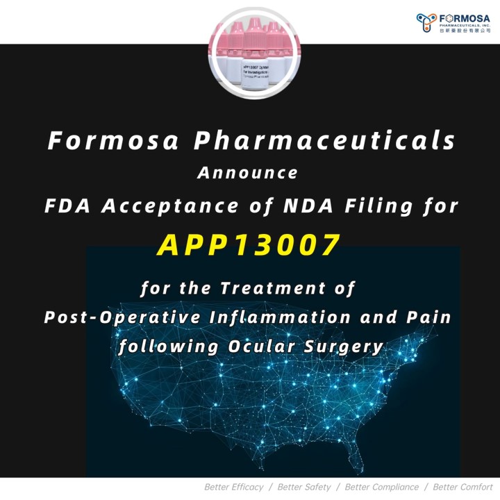 Formosa Pharmaceuticals Announce FDA Acceptance Of NDA Filing For ...